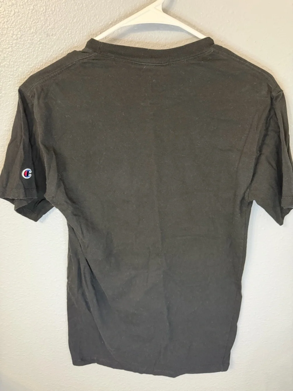 Champion Black Tee with White Script and Red Accent - Picture 2 of 3